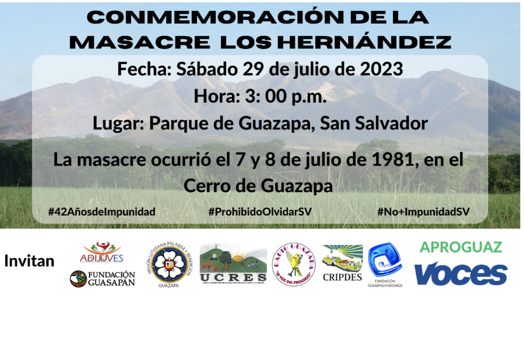 Fundación Comunicándonos y organizaciones de la sociedad civil se unen para conmemorar la Masacre Los Hernández de Guazapa