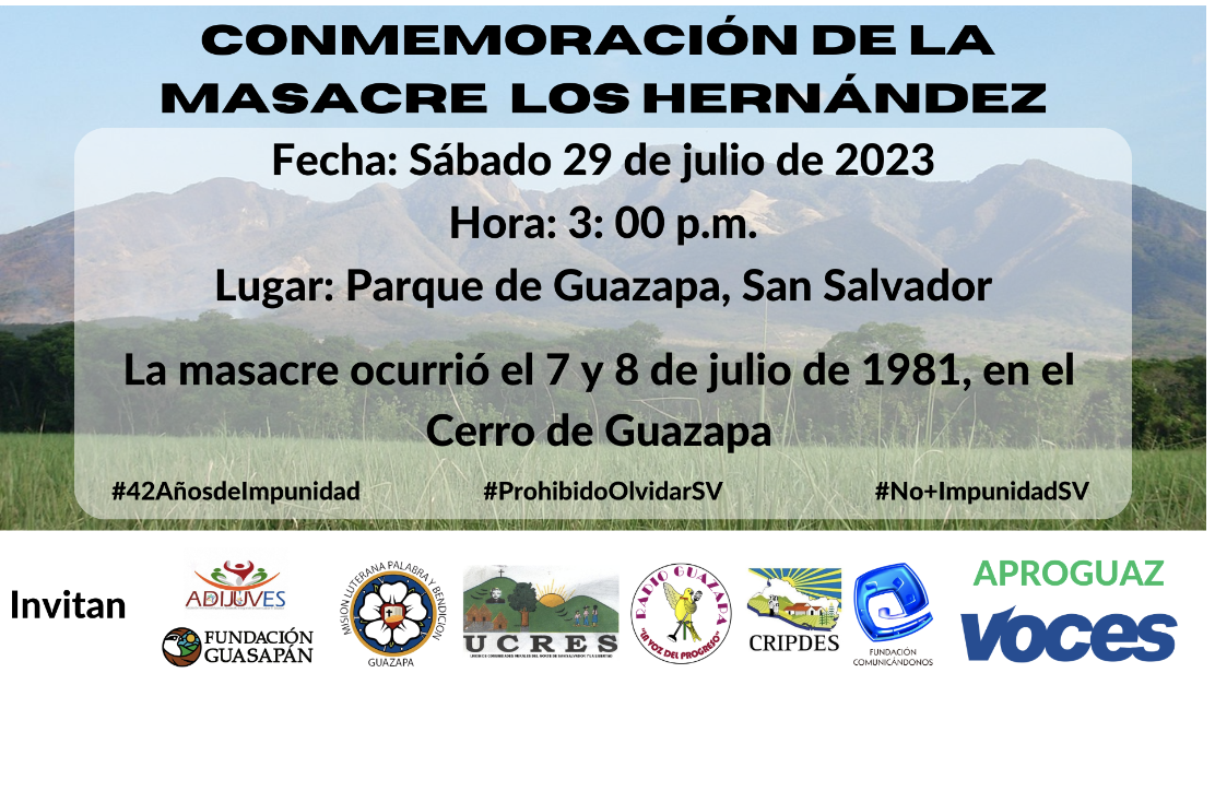 Fundación Comunicándonos y organizaciones de la sociedad civil se unen para conmemorar la Masacre Los Hernández de Guazapa